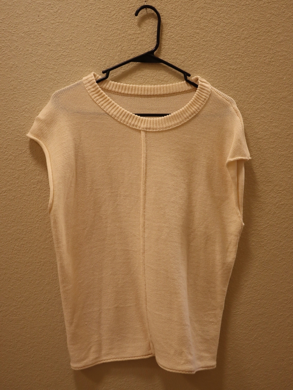 Cream Knit Cap Sleeve Sweater Top